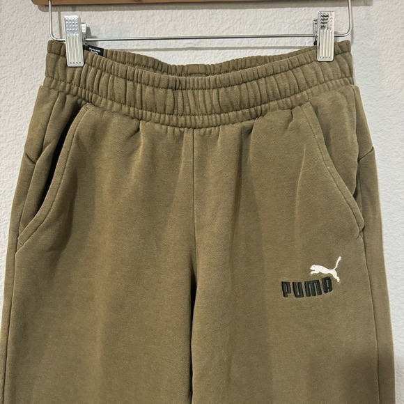 PUMA Green Big Boy Athletic Embroidery Logo Two Front Pockets Pants Joggers Sz S - Picture 4 of 12